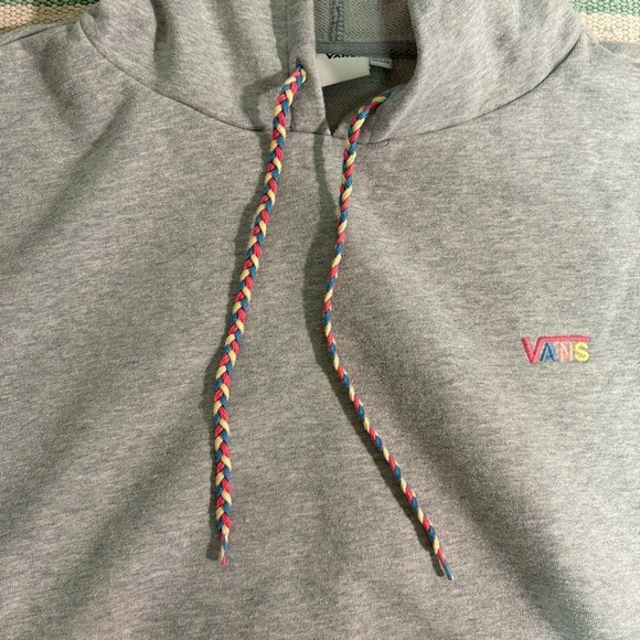 Vans Womens L Grey Cropped Hoodie Easter Pastel Strings Spring Crop Oversized - Picture 4 of 9